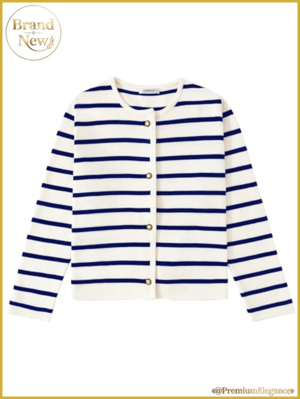 Striped Cardigan Sweater Women Long Sleeve Button Down Knit Crewneck